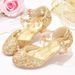 Girls shoes Children glitter performance high heels gold powder silver four seasons children princess glass shoes_vogvips.com