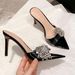 2026 Summer New Pointed Toe One-Strap Rhinestone High Heel For Women, European And American Style, Sexy Thin Heel,_vogvips.com