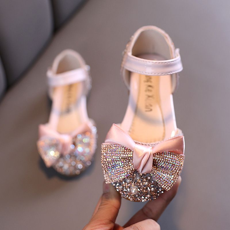 Girls' Single Shoes Spring And Summer New Casual Color Diamond Bowknot Small And Medium Children's Dance Shoes Performance Shoe_vogvips.com