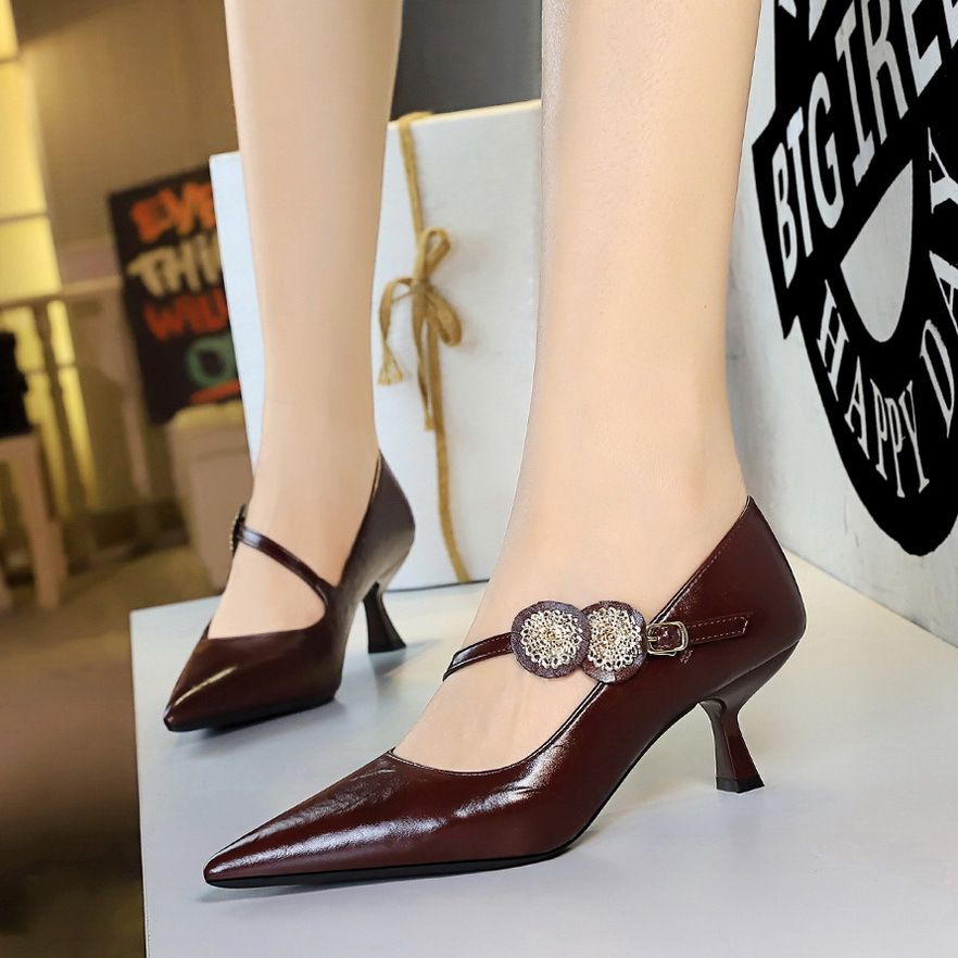 SEVEN BIG TREES Women's Elegant Pointed Toe High Heel Sandals With Metal Buckle For Evening Party & Formal Occasions_vogvips.com