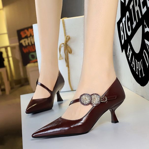 SEVEN BIG TREES Women's Elegant Pointed Toe High Heel Sandals With Metal Buckle For Evening Party & Formal Occasions_vogvips.com