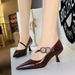 SEVEN BIG TREES Women's Elegant Pointed Toe High Heel Sandals With Metal Buckle For Evening Party & Formal Occasions_vogvips.com