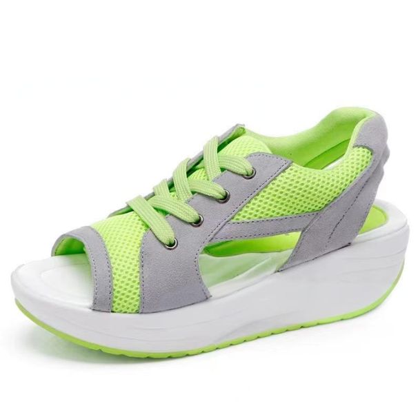 Women's Large Size Sandals For Women New Fashion Fish Mouth Sandals Lace Up Wedge Heel Rocking Bottom Sports Sandals_vogvips.com