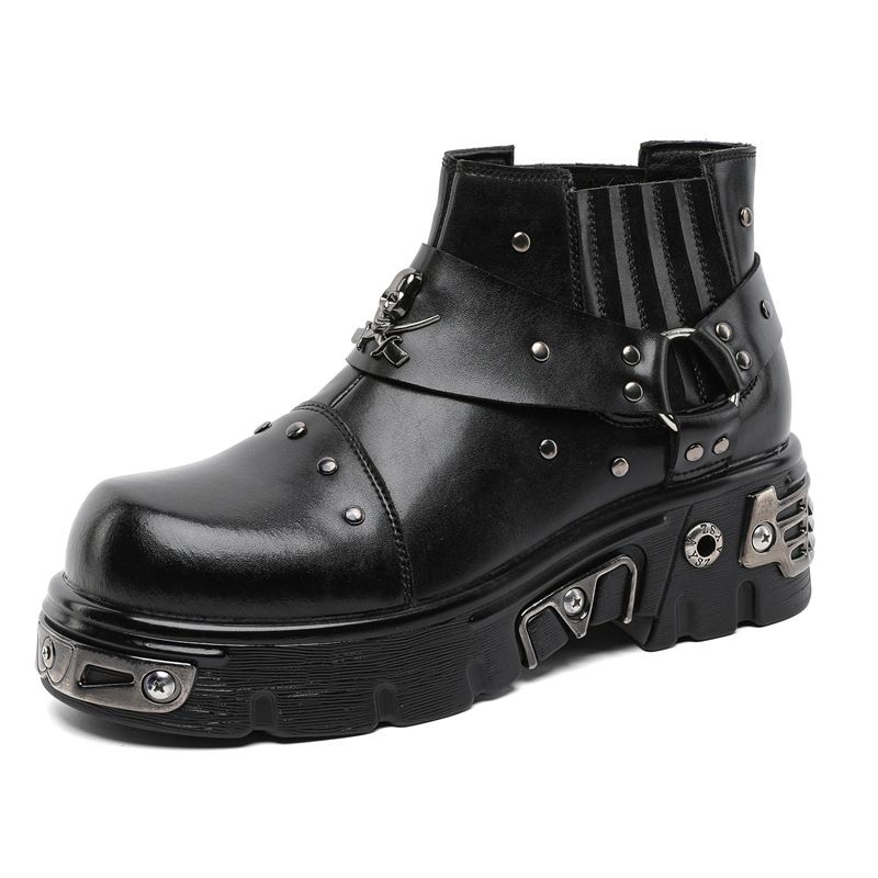 Vintage Paris Martin Boots Thick-soled Heightening Vintage Leather Boots Gothic Men's Boots_vogvips.com