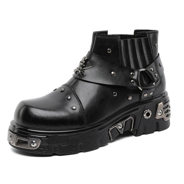 Vintage Paris Martin Boots Thick-soled Heightening Vintage Leather Boots Gothic Men's Boots_vogvips.com
