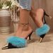 Fashionable Foreign Trade Open-toe For Outdoor Wear, 2026 Summer Furry Pointed-toe Sandals, Women's High-heeled Stiletto_vogvips.com