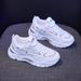 Summer Women's New Breathable Mesh Korean Style Versatile White Sneakers Thick Sole Sports Casual Dad Shoes_vogvips.com