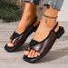 Women's Color Blocked Slip On Sandals Square Toe Plus Size European American Style Summer Beach Sandals_vogvips.com