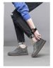 Men's Shoes Mid-top Sports And Leisure Board Shoes, Youth Black Leather Shoes Increase Height_vogvips.com
