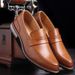 Men's Shoes Spring New All Match Red Leather Shoes Men's Casual British Style Slip On Leather Shoes_vogvips.com