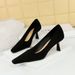 6183-3 Korean Version Fashionable Minimalist High Heels, Suede Surface, Shallow Mouth, Square Toe, Slim Fit, Versatile_vogvips.com