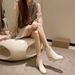 French Style White Short For Women 2025 Autumn Winter New High Heels Slim Chunky Heel Thin Martin Boots_vogvips.com
