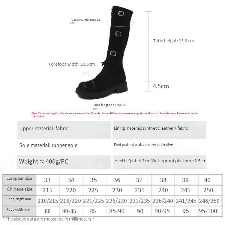 Cameido Women's Adjustable Leg Length Thigh High Boots With Belt Buckle And Lace Up Thick Soles For Autumn And Winter_vogvips.com