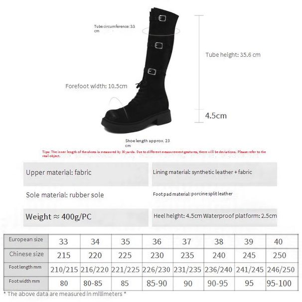 Cameido Women's Adjustable Leg Length Thigh High Boots With Belt Buckle And Lace Up Thick Soles For Autumn And Winter_vogvips.com