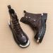 boots Fashion New Punk Style Niche Big Head Black Men's Boots Thick Sole Lace-up Casual Business Top Motorcycle Boots Commuting Work Boots_vogvips.com