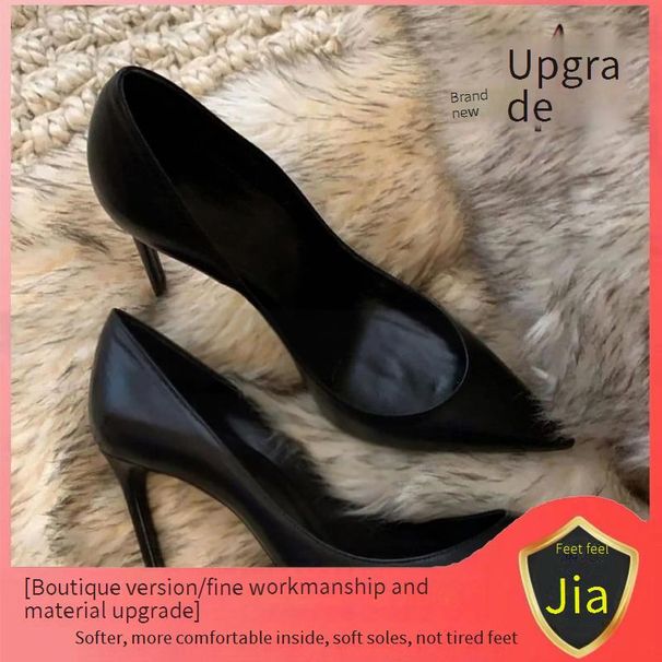 Elegant Black Pointed-Toe High Heels For Women - Ultra Soft PU Leather, Comfortable Stiletto Pumps For Work (6cm/7cm/8cm/9cm/10cm, Sizes 34-43)_vogvips.com