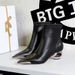 335-2 Style Banquet Women's Hollow Heel Iron Head Metal Pointed Short Boots_vogvips.com