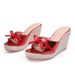 Women's Shoes Summer New Style Wedge Heel Thick Bottom High Heel Slippers Women's Fashionable Thick Heel Open Toe Flip Flops Bowknot Straw Rope Bottom_vogvips.com