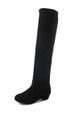 New Long Round Toe High Tube Two-Way Elastic Flat Suede Plus Size Women's Boots_vogvips.com