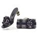 Women's high heels with bow decoration hot diamond slippers snake pattern shoe bag set_vogvips.com
