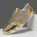 Couple Shoes Men Women Shoes Gold Casual Sneakers Black Leather Sneakers Low Top Fashion Shiny Man Sneakers Glitter Flat_vogvips.com