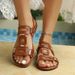 Large Size Women's Flat Hollow With Belt Buckle, In Stock, European And American Fashion, Versatile For Outdoor Wear,_vogvips.com