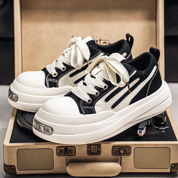 Casual Men's Shoes Breathable Canvas Shoes Big Toe Derby Trendy Shoes 2026 Spring New Style Increased Large Size Sports Board Shoes For Men_vogvips.com