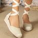 Women's Hemp Rope Wedge Sandals Lace Up Hollow Toe Roman Style Plus Size Comfortable Summer Shoes_vogvips.com