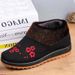Winter Cotton Shoes, Women's Fleece-Lined Thickened Short Snow Boots, Elderly Anti-Slip Round Toe Slip-On Mom Shoes_vogvips.com