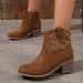 Women's Embroidered Ankle Boots Round Toe Chunky Heel Side Zipper Comfortable Martin Boots For Winter Side Zipper Martin Boots_vogvips.com