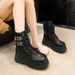 Martin For Women British Style Thick Sole Platform Lace-Up 2023 Autumn Winter New Versatile Motorcycle Short Boots Round_vogvips.com