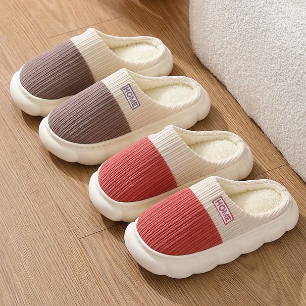 Men's Autumn Winter New Home Indoor Non-Slip Thickened Sole Warm Plush Cotton Slippers For Women_vogvips.com