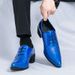 New Fashion Men's High Heel Pointed Toe Golden Business Leather Shoes Lace-up Nightclub Fashion Show Trend European And American Men's Shoes_vogvips.com