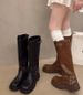 Brown Knee High Boots For Women 2025 Autumn And Winter New Genuine Leather Western Cowboy Boots Long Boots High Knight Boots_vogvips.com