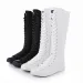 Womens Black Canvas Shock Absorbing Knee High Boots With Side Zipper And Laces_vogvips.com