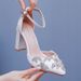 Women’s Shoes 10cm thick heel pointed toe shoes large size thick heel sandals rhinestone wedding shoes women white wedding shoes diamond_vogvips.com