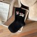 Women's Cozy Fair Isle Wool Socks With Cartoon Puppy Design, Thick Knit Mid-Crew Cuff For Warmth And Comfort, Soft And Breathable For All Seasons_vogvips.com