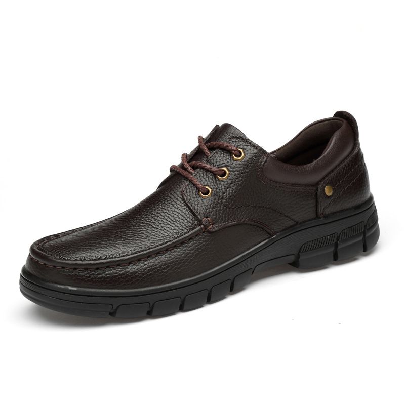 Men's Casual Low-top Lace-up Leather Casual Shoes_vogvips.com