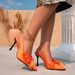 Sandals 2025 Summer New Fashion European And American Solid Color Bow Pointed Toe Thin High Heel Women's Shoes Plus Size_vogvips.com