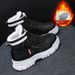Women's Winter Fleece Lined High-Top Sneakers - Slip-Resistant Platform Boots With Faux Fur For Warmth & Comfort (Black/White-Blue/White-Orange)_vogvips.com