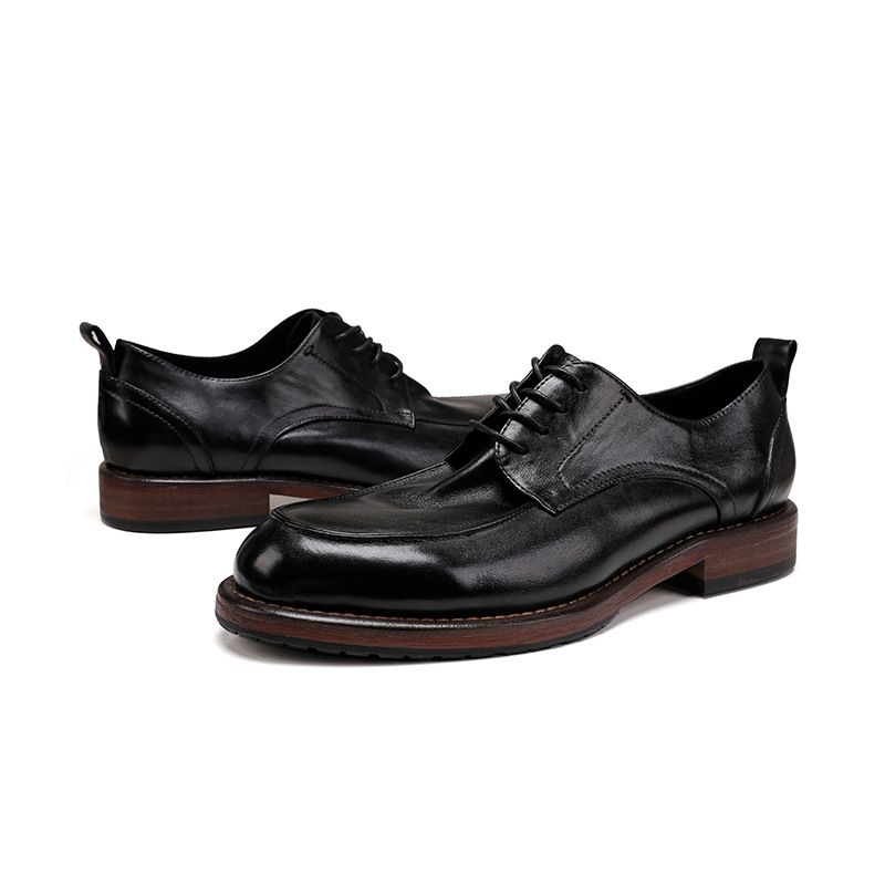 New men's single shoes with vintage washed leather outsole business formal wear light luxury high-end classic leather shoes_vogvips.com