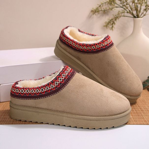 Women's Shoes Fur Half Slip Snow Shoes Autumn And Winter New 43 Size Plus Velvet Warm Thick Soled Slippers Without Heels Cotton Slippers_vogvips.com
