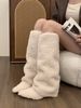Niche Wedge Heel Fleece-Lined Cotton Shoes Long Women 2025 New Autumn Winter Pointed Toe Mid-Calf Riding Boots_vogvips.com