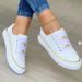 Women's Shoes Large Size Thick Bottom Chain Sports Style Shallow Mouth Single Shoes Leather Lace Flat Bottom Casual Shoes Wholesale_vogvips.com
