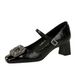 2988-K83 Square-Toed Mary Jane Party Shoes For Women, European And American Style, Shallow Mouth, Color Block, Metal_vogvips.com