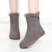 Snow Boots, Women's Fur Integrated, Winter Soft Leather Wool Cotton Shoes, Flat Bottom Anti Slip Cotton Boots With Thick Fleece And Warm Short Boots_vogvips.com