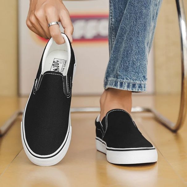 Women's Canvas Slip-On Shoes Summer 2025 Korean Style Lazy Person's Footwear Street Fashion Casual Sneakers Flat Rubber_vogvips.com