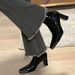 26ss Kendall Jenner Style Martin For Women, Metal Square Toe, Patent Leather, Side Zipper, Chunky Heel, High Heel Ankle Women, Toe, Leat_vogvips.com
