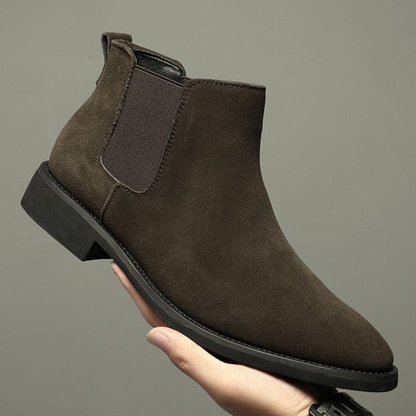 Chelsea Leather Boots Men's Fleece Thickened Cotton Shoes Youth Medium And High Top Men's Martin Boots Tide_vogvips.com