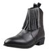 Elegant Rhinestone Fringe Boots For Women - Pointed Toe Chunky Heel Mid Calf Boots With Sparkling Accents_vogvips.com